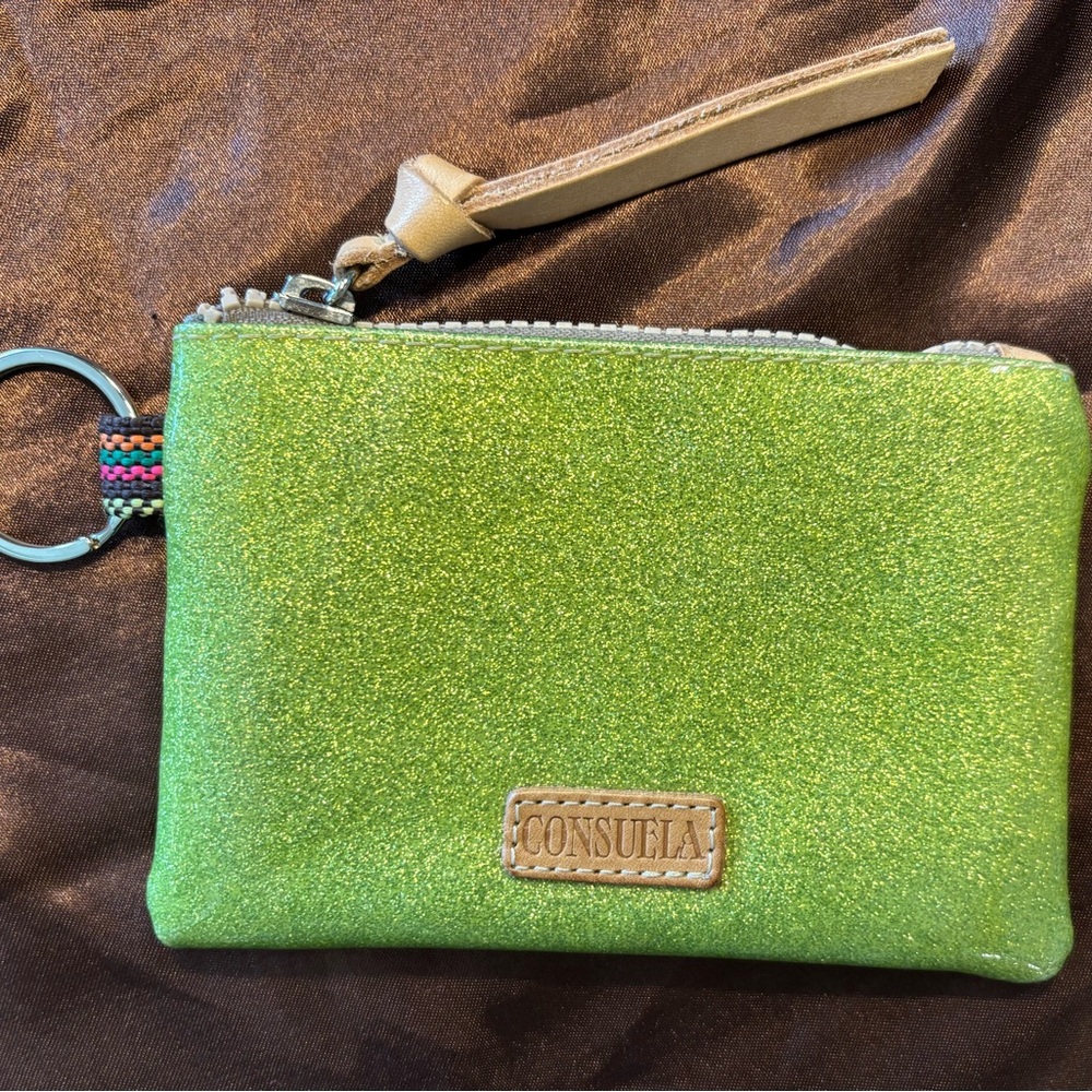 Consuela Lime Green Glitter Verde Teeny Pouch
